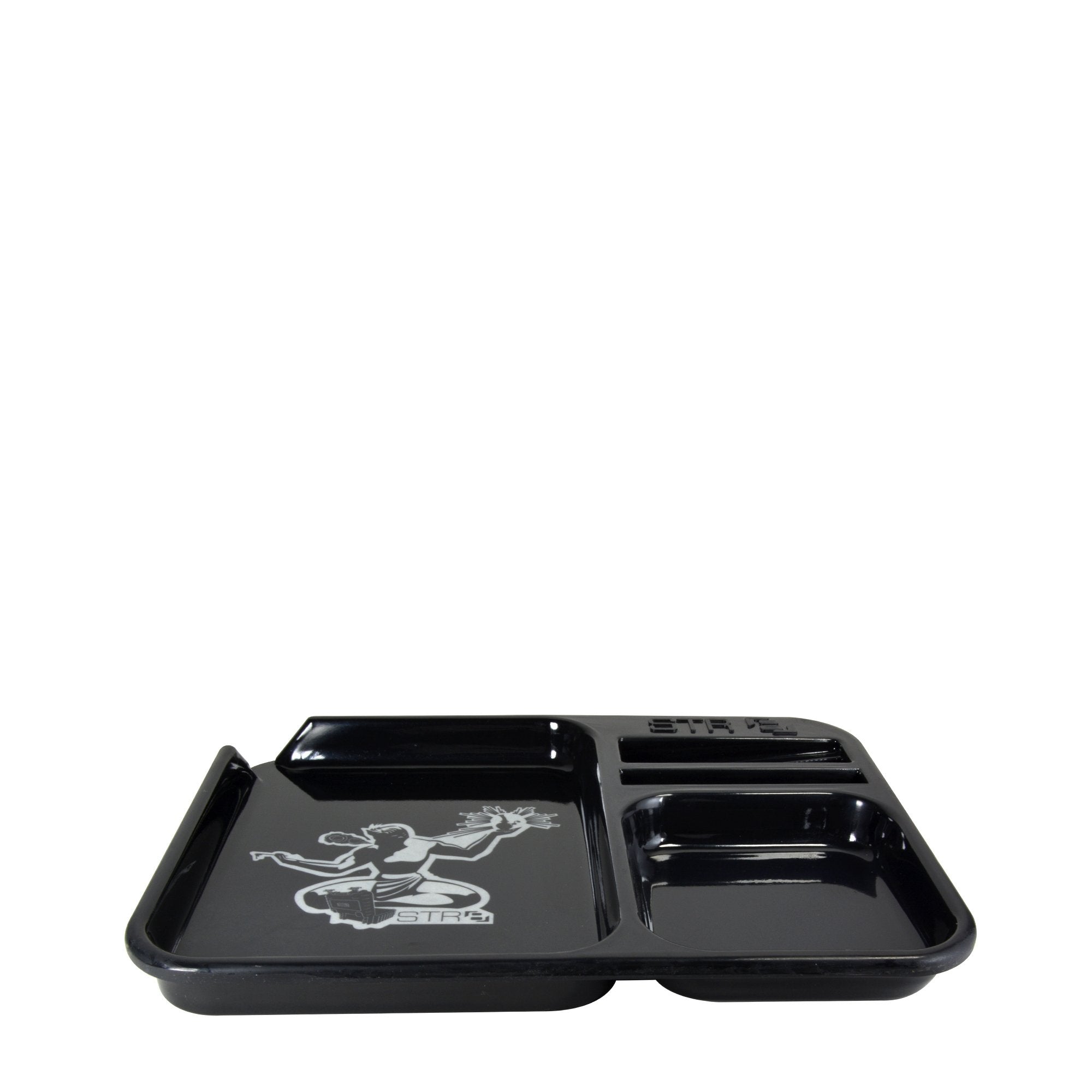 STR8 | Spirit of Detroit Black Rolling Tray | 9in x 6.7in - Small - Plastic - 3