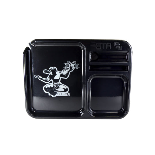 STR8 | Spirit of Detroit Black Rolling Tray | 9in x 6.7in - Small - Plastic - 1