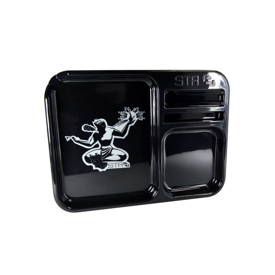 STR8 | Spirit of Detroit Black Rolling Tray | 9in x 6.7in - Small - Plastic - 2