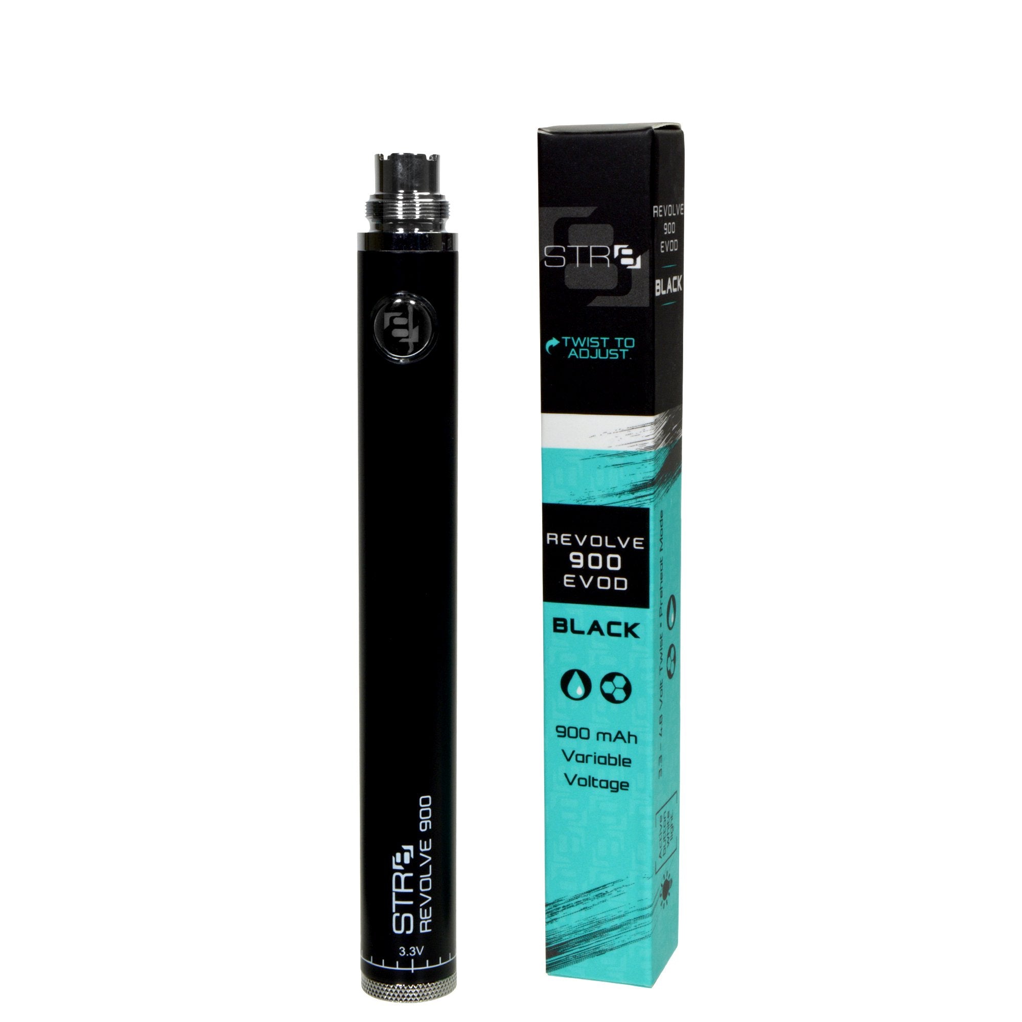 STR8 | Revolve Evod Vape Battery | 900mAh - Black - 5 Count - 1