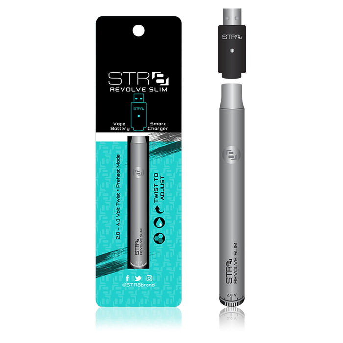 STR8 | Revolve Slim Vape Batteries with Charger | 320mAh - Silver - 10 Count Image