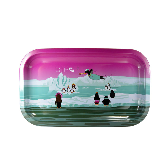 STR8 | Stoney Penguins Rolling Tray | 11.5in x 7.2in - Small - Metal Image