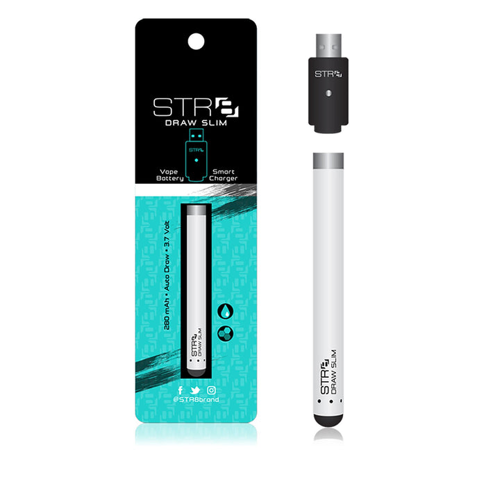 STR8 | White Slim Draw Battery w/ Charger 280MAH - 5 Count Image