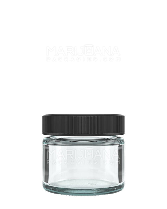 Straight Sided Clear Glass Jars with Black Cap | 53mm - 2oz - 240 Count - 1