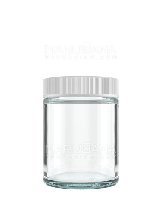 Straight Sided Clear Glass Jars with White Cap | 53mm - 4oz - 120 Count - 1