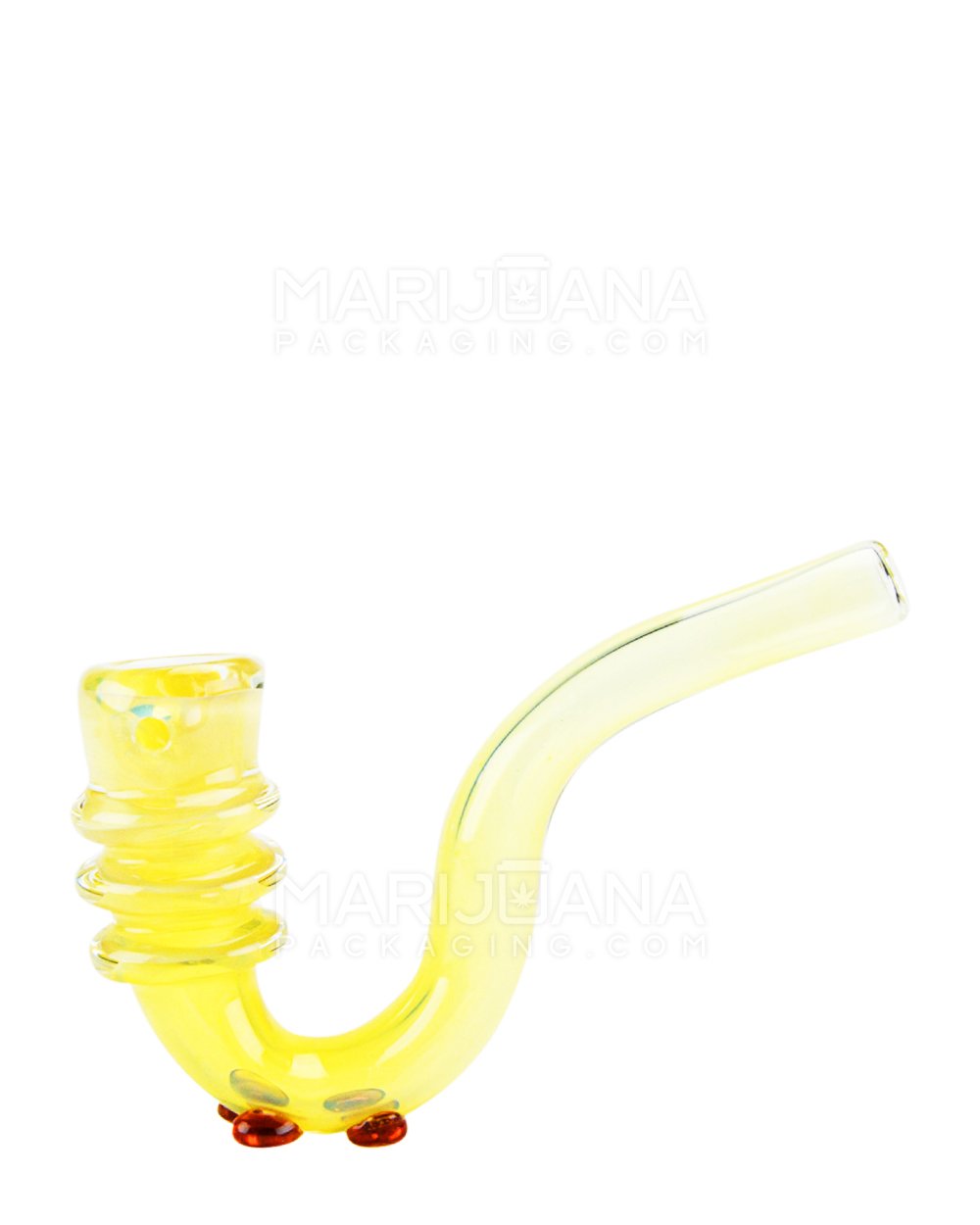 Triple Ring Gold Fume Sherlock Glass Hand Pipe 5" - 3