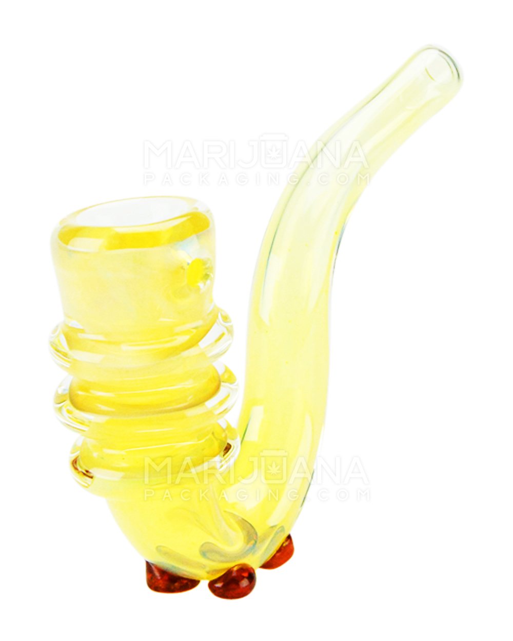 Triple Ring Gold Fume Sherlock Glass Hand Pipe 5" - 2