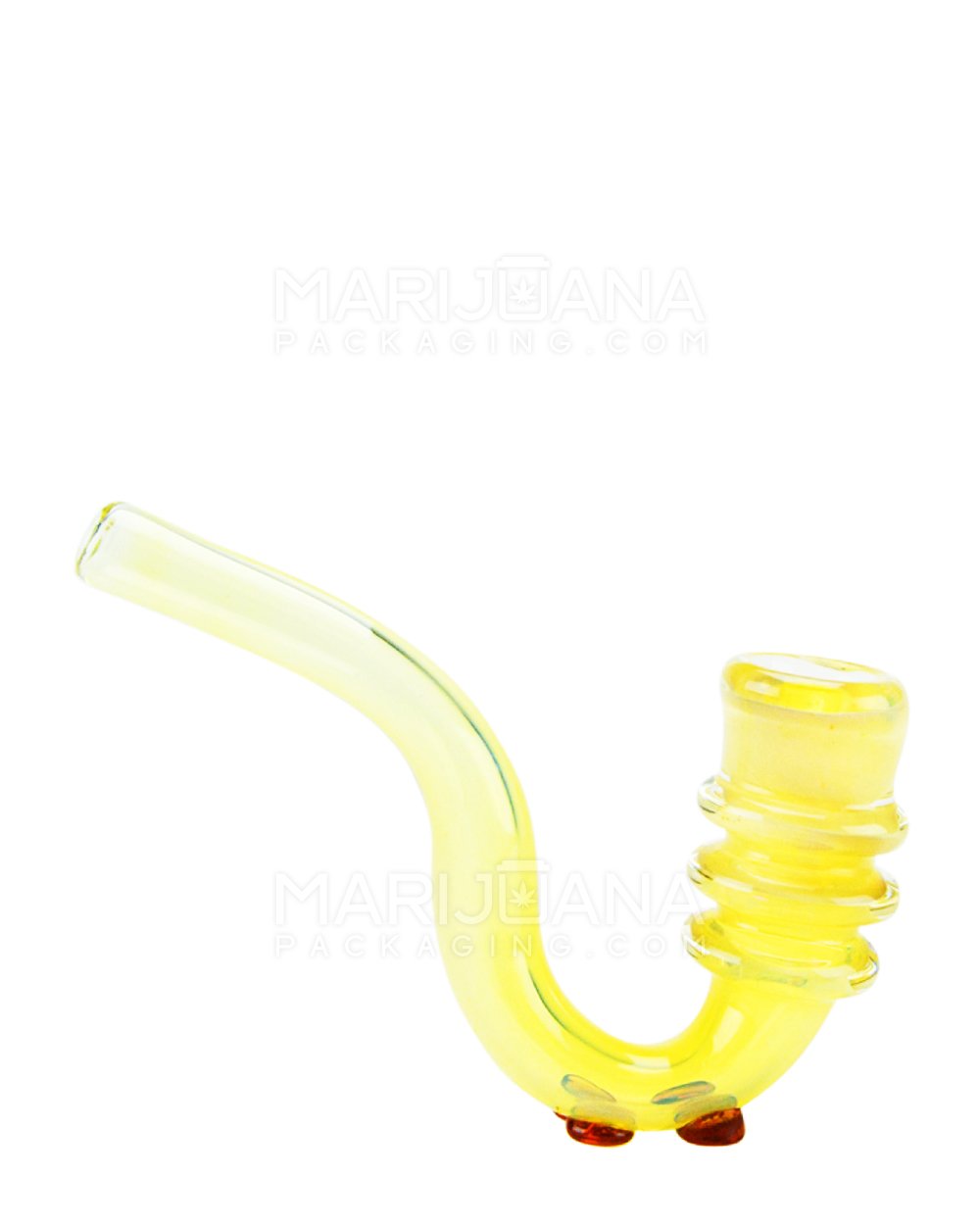 Triple Ring Gold Fume Sherlock Glass Hand Pipe 5" - 1