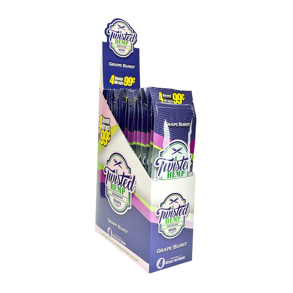 TWISTED HEMP | 'Retail Display' Blunt Wraps | 100mm - Grape Burst - 15 Count - 1