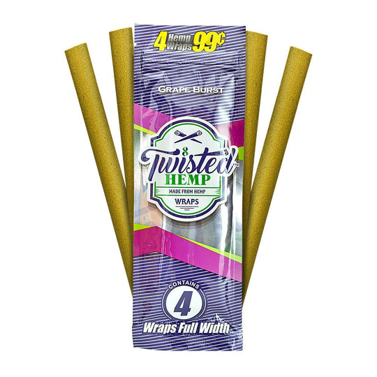 TWISTED HEMP | 'Retail Display' Blunt Wraps | 100mm - Grape Burst - 15 Count - 2