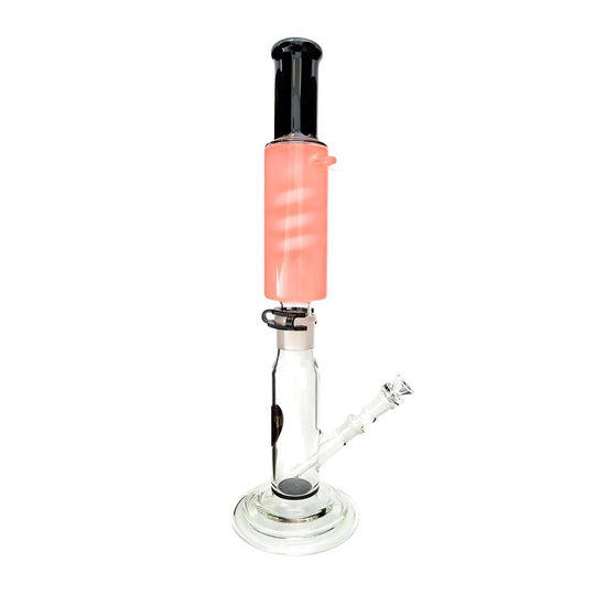 USA Glass | M3D Two Piece Glass Water Pipe w/ Glycerin Attachment | 22.5in Tall - 18mm Bowl - Black - 3