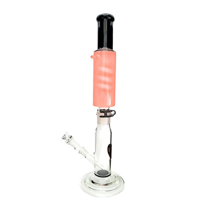 USA Glass | M3D Two Piece Glass Water Pipe w/ Glycerin Attachment | 22.5in Tall - 18mm Bowl - Black Image